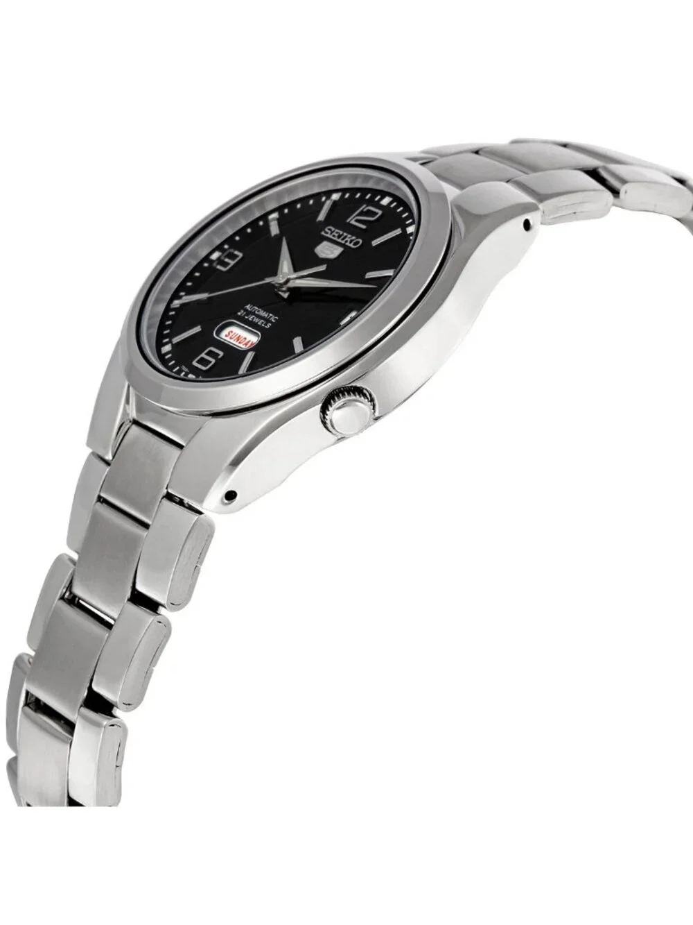 NWT Seiko 5 Black Dial Stainless Steel Men's Watch